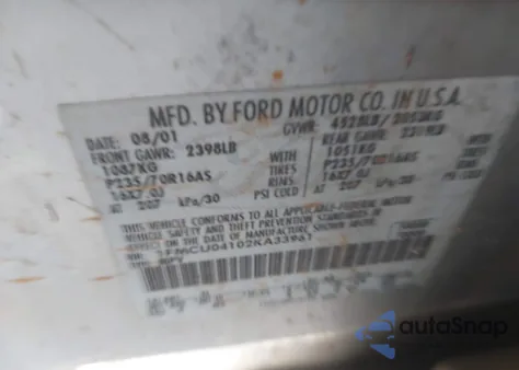 2002 Ford Escape Xlt из США, поврежденный, VIN 1FMCU04102KA33961